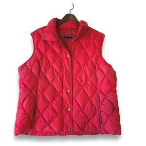 Lands End Womensl Diamond Quilted Down Puffer Vest Washed Red XL